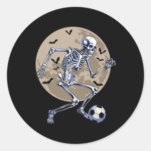 Halloween skelet voetbal spooky jongens kostuum ronde sticker