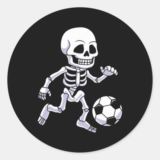 Halloween Skelet Voetballer Boys Kinder Ronde Sticker (Voorkant)