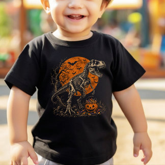 Halloween-skelet voor jongens Griezelige pompoen v T-shirt