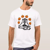 Halloween skelet yoga pompoen grappig t-shirt (Voorkant)