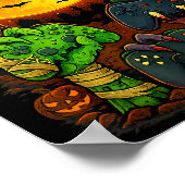 Halloween Skelet Zombie Mumie Gamecontroller  Poster (Hoek)