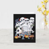 Halloween Skelet Zombie Riding T Rex Grappige Pomp Kaart (Gele Bloem)