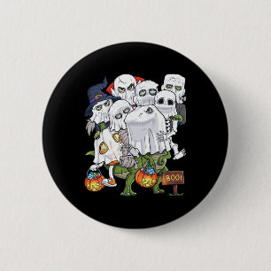 Halloween Skelet Zombie Riding T Rex Grappige Pomp Ronde Button 5,7 Cm