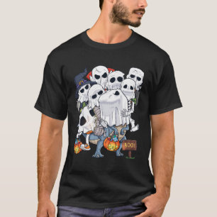 Halloween Skelet Zombie Riding T Rex Grappige Pomp T-shirt