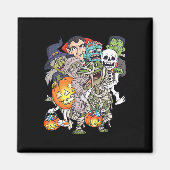 Halloween Skelet Zombie Rijden Mummy T Rex Grappig Magneet (Voorkant)