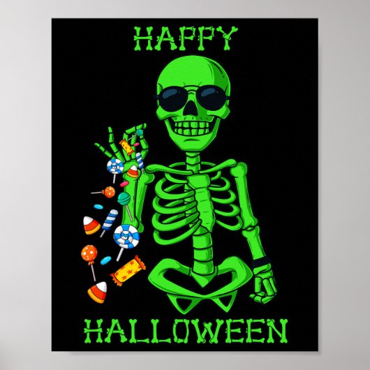 Halloween Skelet Zouten Snoep Fun 1 Poster (Voorkant)