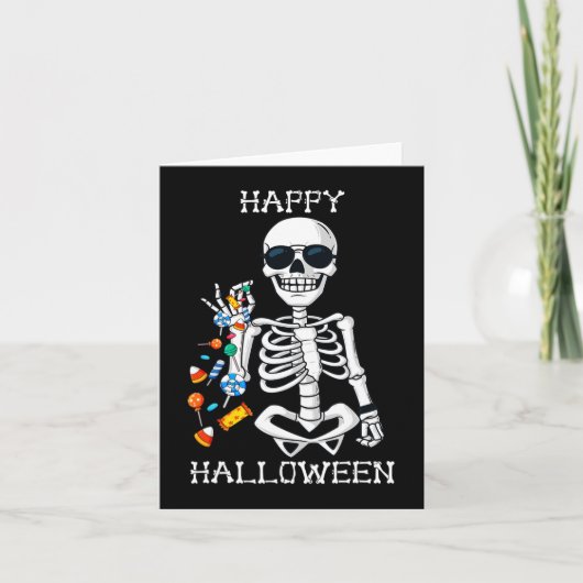 Halloween Skelet Zouten Snoep Plezier Kaart (Voorkant)
