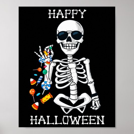 Halloween Skelet Zouten Snoep Plezier Poster (Voorkant)