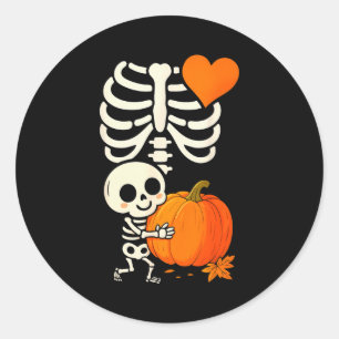 Halloween Skelet Zwangerschapsaankondiging Soky Mo Ronde Sticker