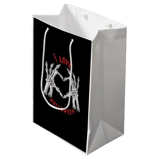 Halloween Skeletale Handen Hart Grappig Gezegde Medium Cadeauzakje (Voorkant Gekanteld)