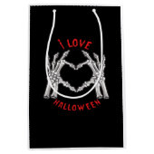 Halloween Skeletale Handen Hart Grappig Gezegde Medium Cadeauzakje (Voorkant)