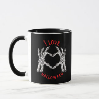 Halloween Skeletale Handen Hart Grappig Gezegde Mok