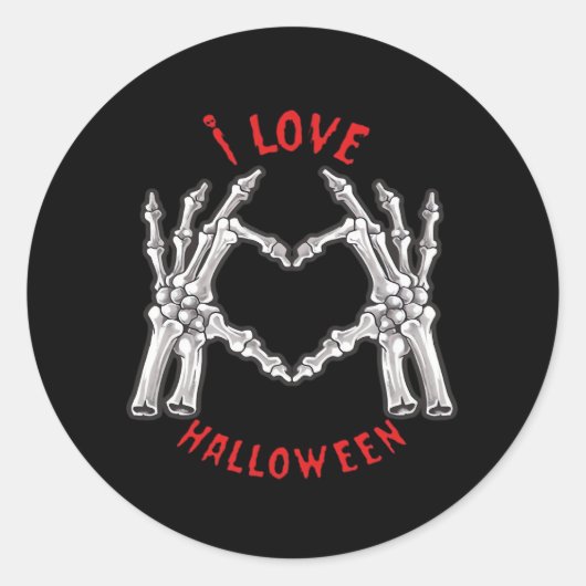 Halloween Skeletale Handen Hart Grappig Gezegde Ronde Sticker (Voorkant)