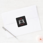 Halloween Skeletale Handen Hart Grappig Gezegde Vierkante Sticker (Envelop)
