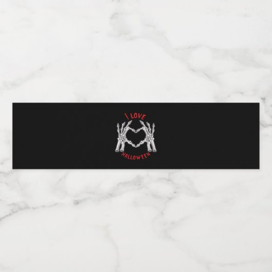 Halloween Skeletale Handen Hart Grappig Gezegde Waterfles Etiket (Enkel label)