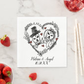 Halloween skeletkoppel kransillustratie servet (Insitu)