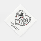 Halloween skeletkoppel kransillustratie servet (Hoek)