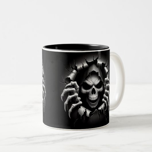 Halloween Skeleton 3D Mug Tweekleurige Koffiemok (Voorkant rechts)