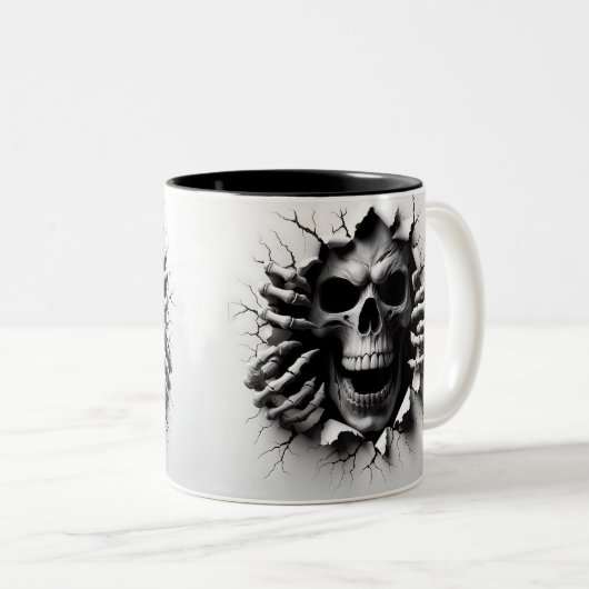 Halloween Skeleton 3D Mug Tweekleurige Koffiemok (Voorkant rechts)