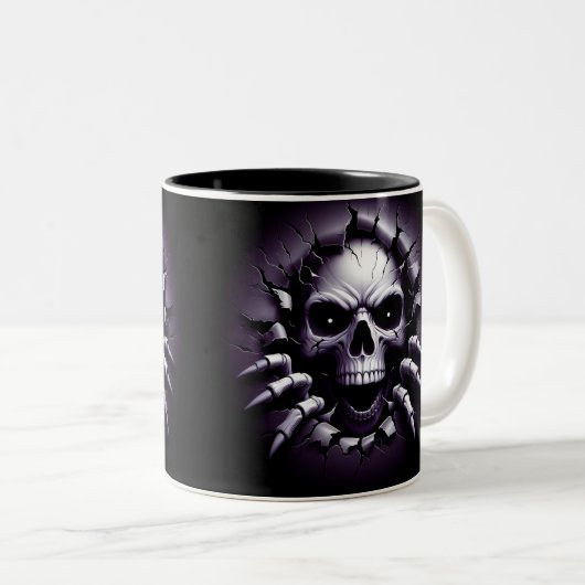 Halloween Skeleton 3D Mug Tweekleurige Koffiemok (Voorkant rechts)