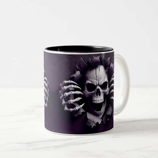 Halloween Skeleton 3D Mug Tweekleurige Koffiemok (Voorkant rechts)