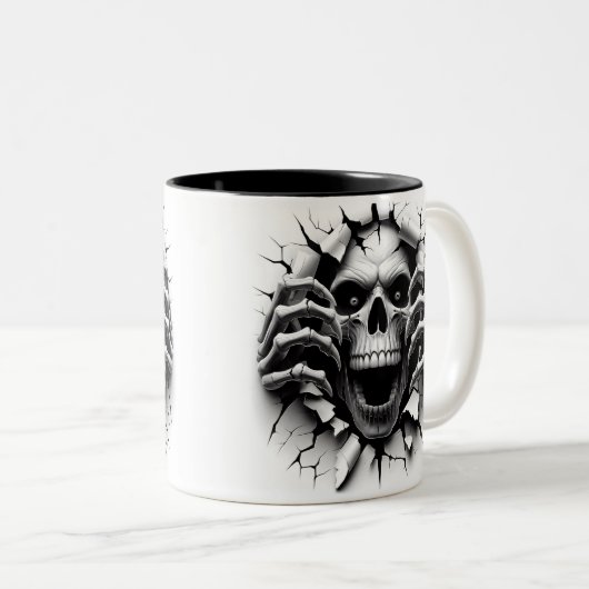 Halloween Skeleton 3D Mug Tweekleurige Koffiemok (Voorkant rechts)