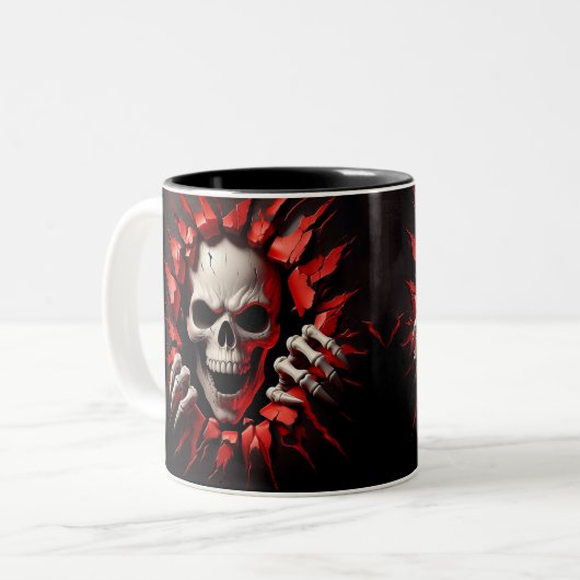 Halloween Skeleton 3D Mug Tweekleurige Koffiemok (Voorkant links)