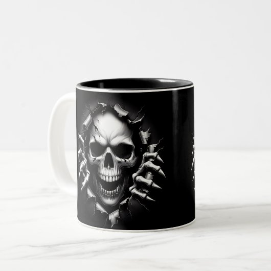 Halloween Skeleton 3D Mug Tweekleurige Koffiemok (Voorkant links)