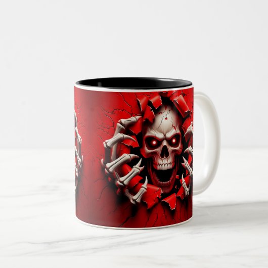 Halloween Skeleton 3D Mug Tweekleurige Koffiemok (Voorkant rechts)