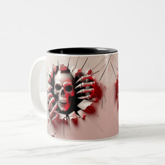 Halloween Skeleton 3D Mug Tweekleurige Koffiemok (Voorkant links)