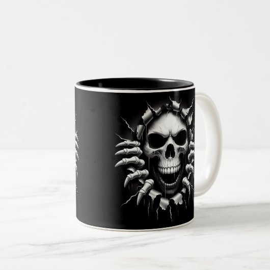 Halloween Skeleton 3D Mug Tweekleurige Koffiemok (Voorkant rechts)