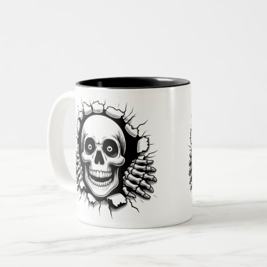 Halloween Skeleton 3D Mug Tweekleurige Koffiemok (Voorkant links)