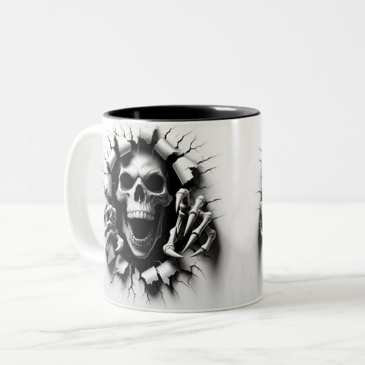 Halloween Skeleton 3D Mug Tweekleurige Koffiemok (Voorkant links)