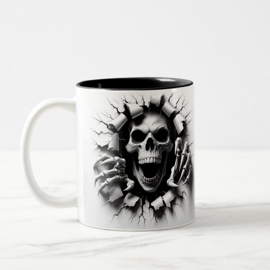 Halloween Skeleton 3D Mug Tweekleurige Koffiemok (Links)