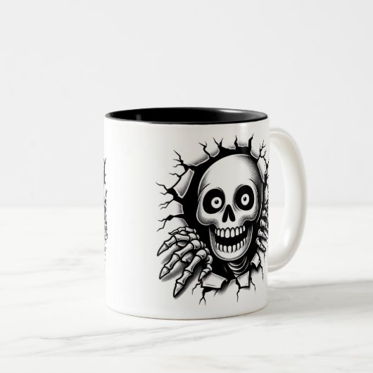 Halloween Skeleton 3D Mug Tweekleurige Koffiemok (Voorkant rechts)