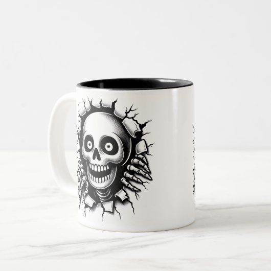 Halloween Skeleton 3D Mug Tweekleurige Koffiemok (Voorkant links)