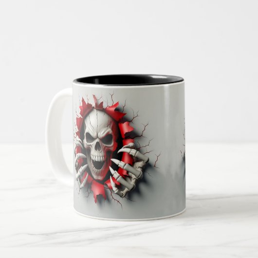Halloween Skeleton 3D Mug Tweekleurige Koffiemok (Voorkant links)
