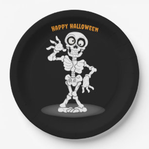 Halloween Skeleton Achtergrond Papier Borden Papieren Bordje