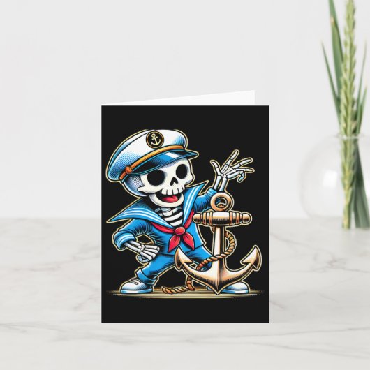 Halloween Skeleton Anchor Sailor Kaart (Voorkant)