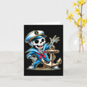 Halloween Skeleton Anchor Sailor Kaart (Gele Bloem)