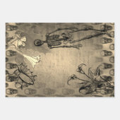 Halloween Skeleton and White Calla Lilies Ephemera Inpakpapier Vel (Voorkant 2)