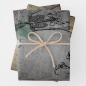 Halloween Skeleton and White Calla Lilies Ephemera Inpakpapier Vel (In situ)