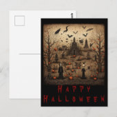 Halloween skeleton art briefkaart (Voorkant / Achterkant)