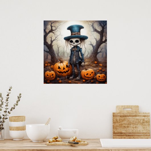 Halloween Skeleton Art Poster (Keuken)