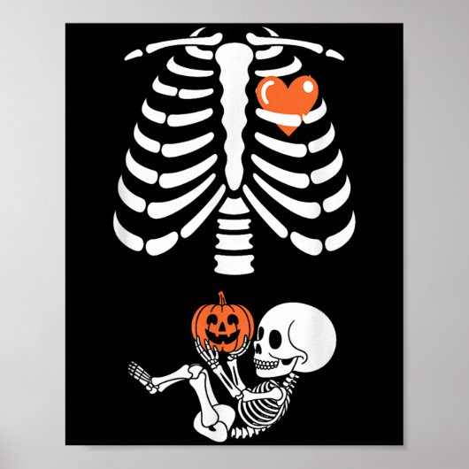 Halloween Skeleton Baby Rib Cage Maternity Pregnan Poster (Voorkant)