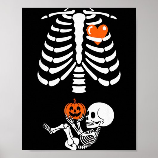 Halloween Skeleton Baby Rib Cage Maternity Pregnan Poster (Voorkant)
