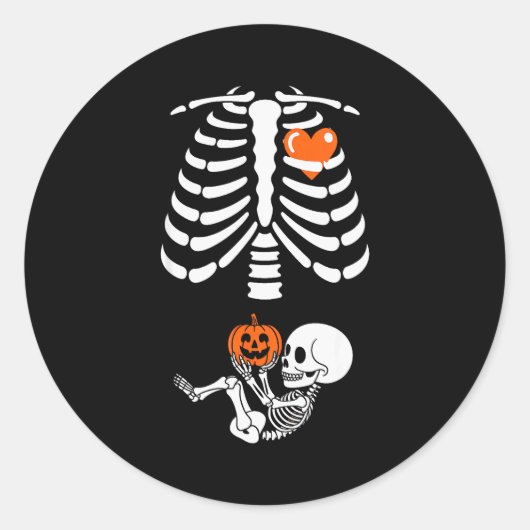 Halloween Skeleton Baby Rib Cage Maternity Pregnan Ronde Sticker (Voorkant)