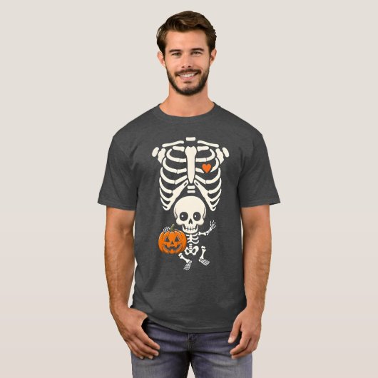 Halloween Skeleton Baby Rib Cage Maternity Pregnan T-shirt (Voorkant volledig)
