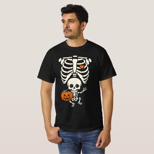 Halloween Skeleton Baby Rib Cage Maternity Pregnan T-shirt (Voorkant volledig)