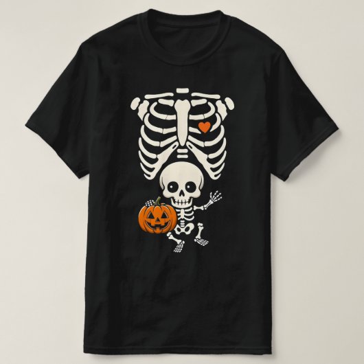 Halloween Skeleton Baby Rib Cage Maternity Pregnan T-shirt (Design voorkant)